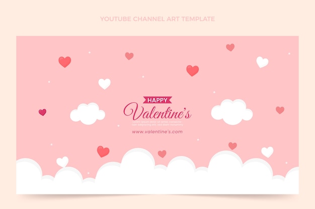 Vector gratuito arte plano del canal de youtube del día de san valentín