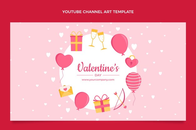 Arte plano del canal de youtube del día de san valentín