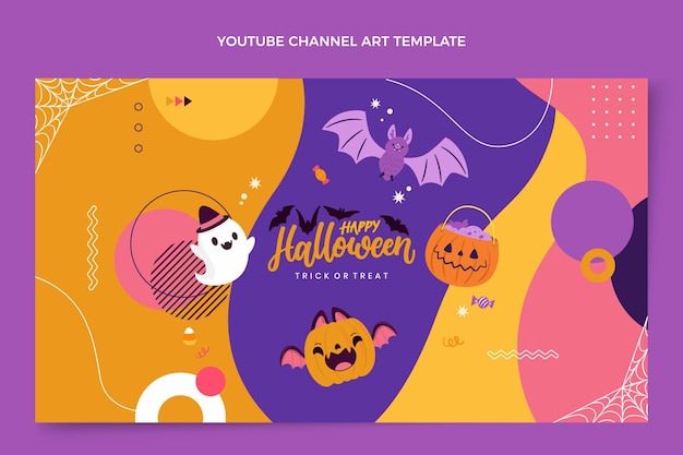 Vector gratuito arte plano del canal de youtube de halloween