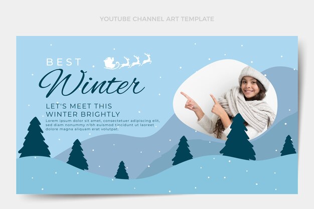 Arte plano del canal de youtube de invierno