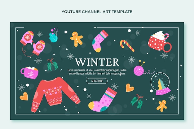 Arte plano del canal de youtube de invierno
