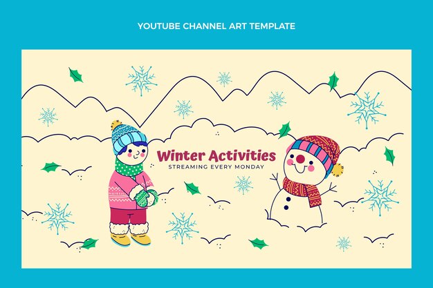 Arte plano del canal de youtube de invierno