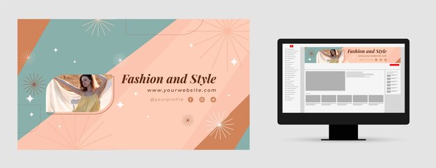 Arte plano de canal de youtube de moda y estilo.