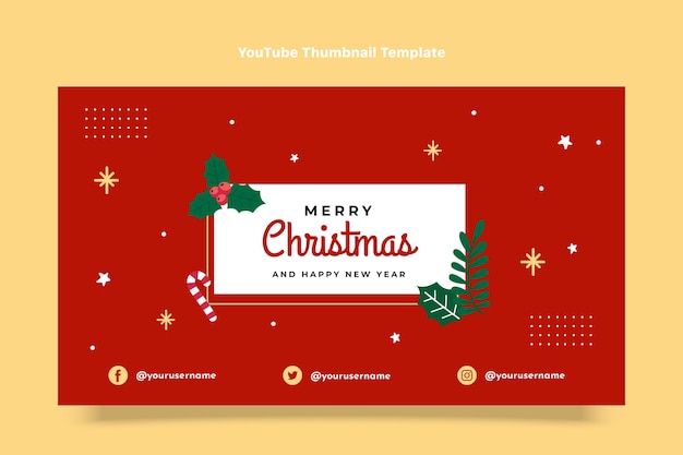 Arte plano del canal de youtube de navidad