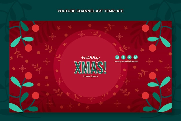 Vector gratuito arte plano del canal de youtube de navidad