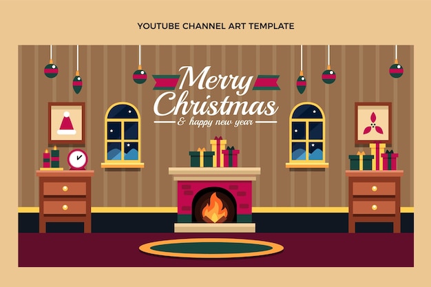 Vector gratuito arte plano del canal de youtube de navidad