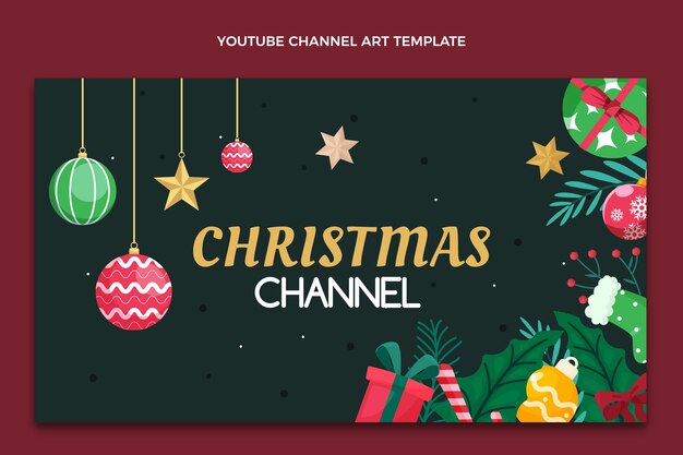 Arte plano del canal de youtube de navidad