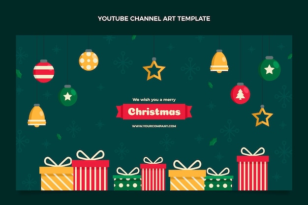 Arte plano del canal de youtube de navidad