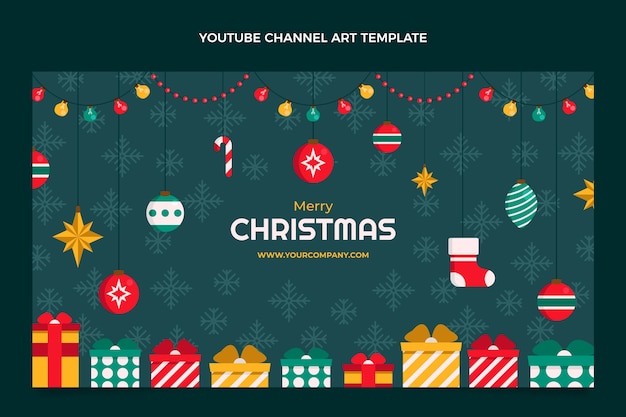 Arte plano del canal de youtube de navidad