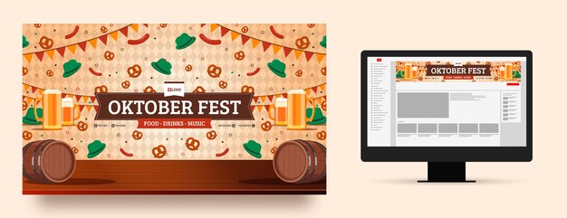 Vector gratuito arte plano del canal de youtube del oktoberfest