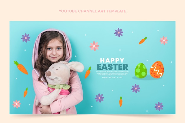 Arte plano del canal de youtube de pascua