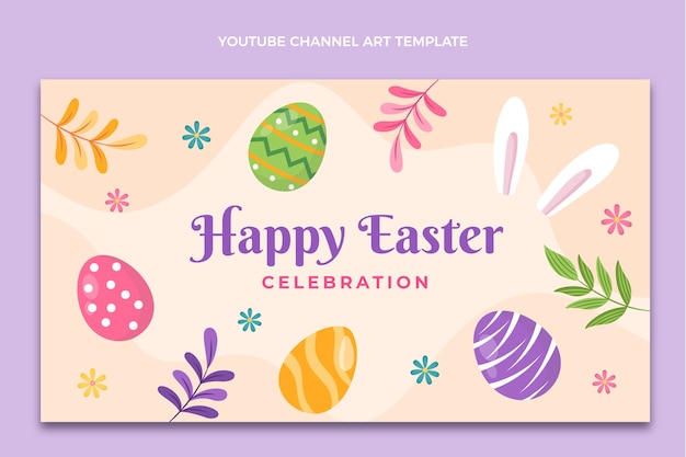 Vector gratuito arte plano del canal de youtube de pascua