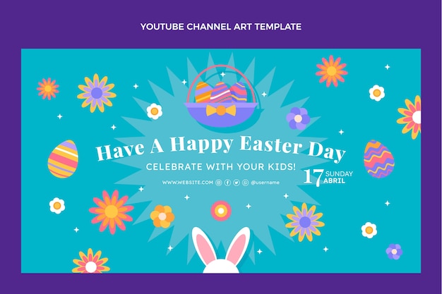 Vector gratuito arte plano del canal de youtube de pascua