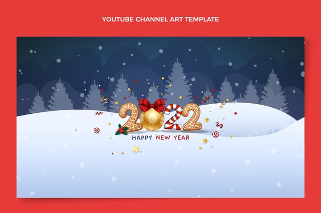 Vector gratuito arte realista del canal de youtube de año nuevo