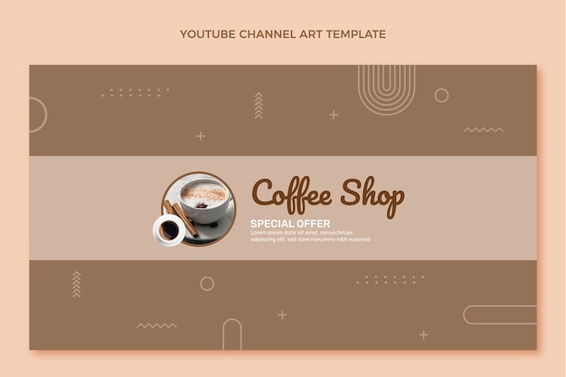 Vector gratuito arte realista del canal de youtube de la cafetería.