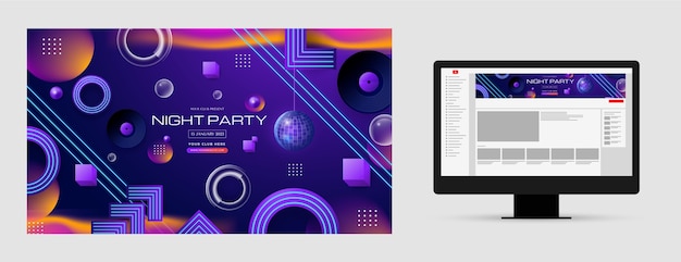 Vector gratuito arte realista del canal de youtube del club nocturno.