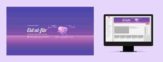 Vector gratuito arte realista del canal de youtube de eid al-fitr