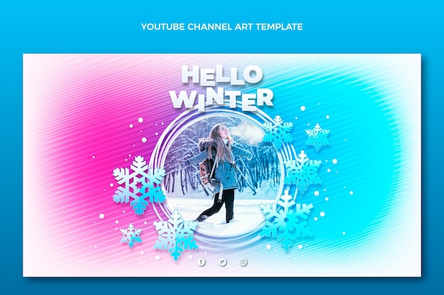 Vector gratuito arte realista del canal de youtube de invierno