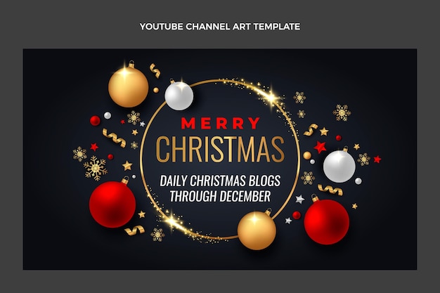 Vector gratuito arte realista del canal de youtube navideño
