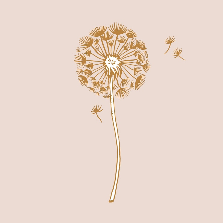 Vector gratuito arte de tatuaje de flor de diente de león, vector de ilustración vintage azul