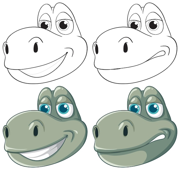 El arte vectorial de las expresiones de los dinosaurios