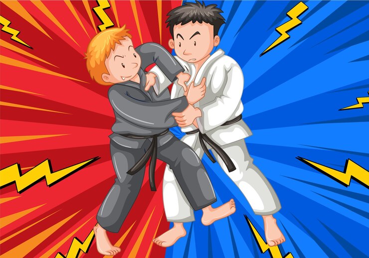 Vector gratuito las artes marciales se enfrentan con intensidad
