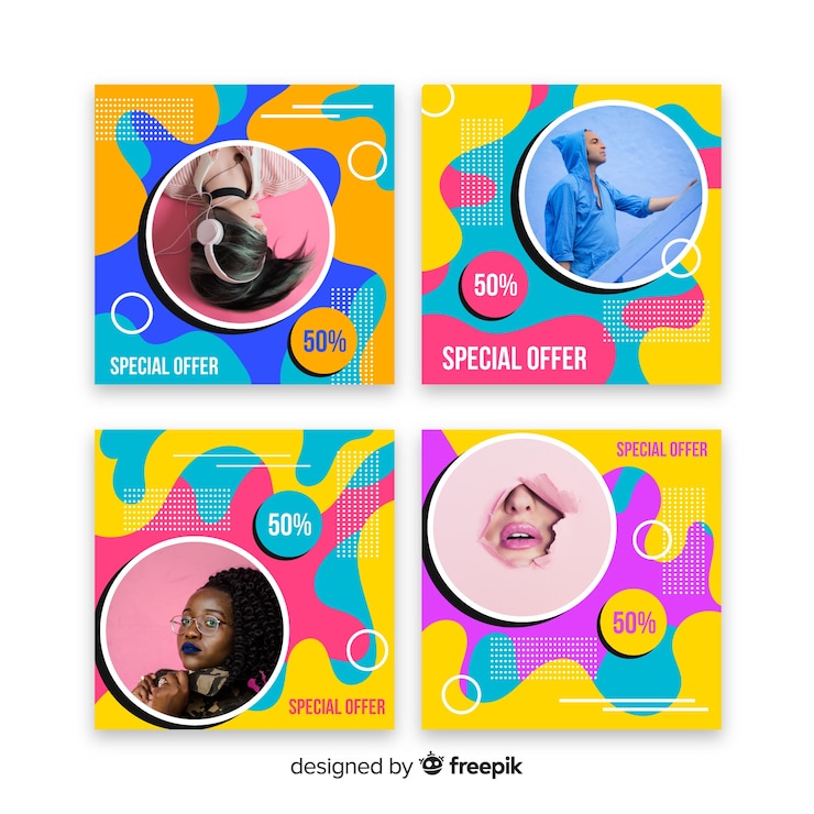 Vector gratuito artículos de moda pancartas instagram post collection