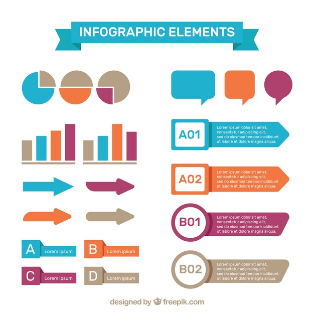 Artículos planos decorativos para infografías