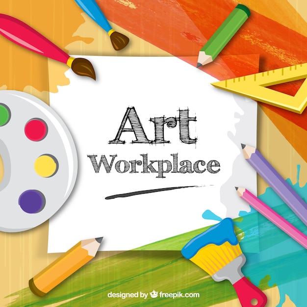 Vector gratuito artist workspace, full color