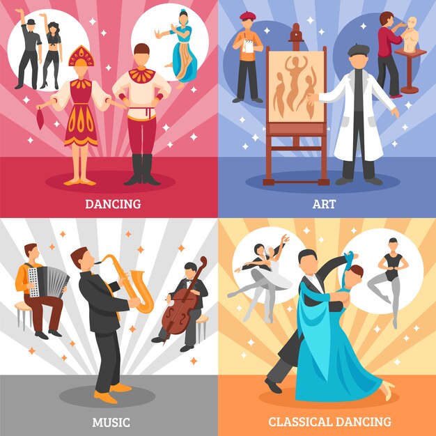 Artista gente concepto Icons Set