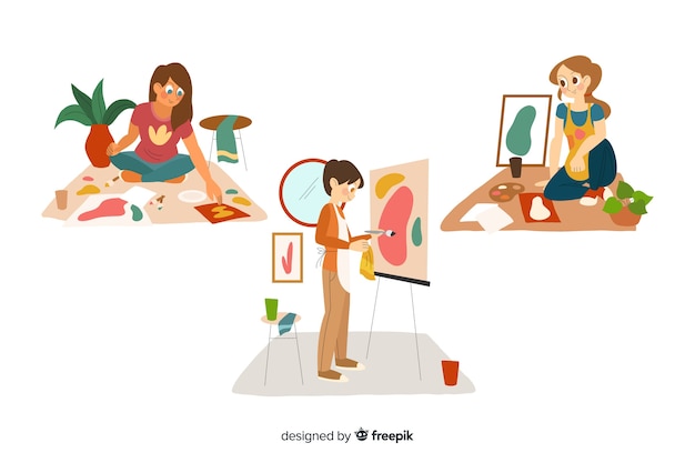 Artistas planos en la colección de trabajo