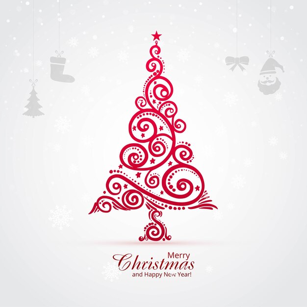 Artístico árbol floral de Navidad tarjeta de fondo de vacaciones