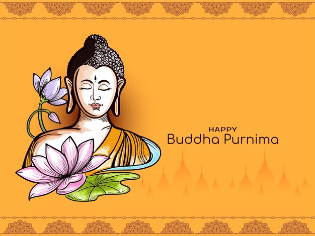 Artístico Feliz Buda Purnima Tarjeta de fiesta religiosa de la India