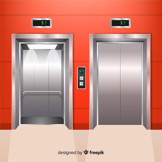 Vector gratuito ascensor moderno con diseño realista