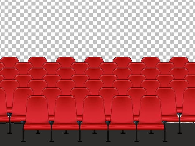 Vector gratuito asiento rojo en el cine con transparente.