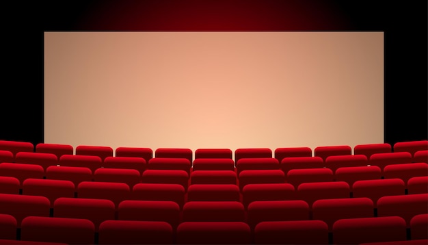 Asientos de cine rojo con pantalla de agua.