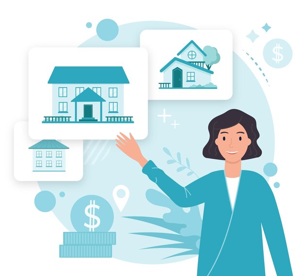 Asistencia ilustrada creativa de inmobiliarias