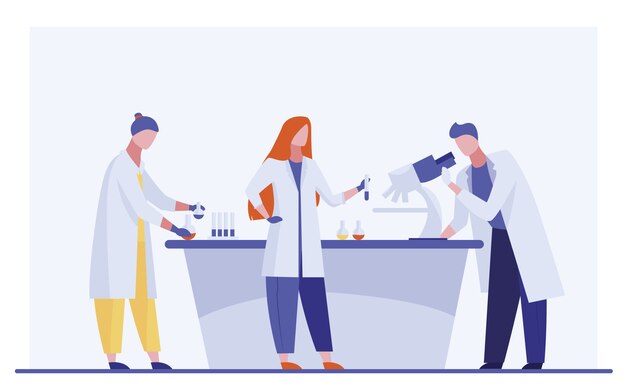 Asistentes de laboratorio haciendo investigación