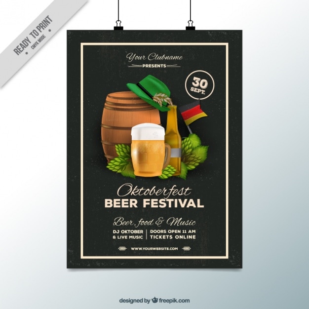 Vector gratuito asombroso póster con fondo negro para el oktoberfest