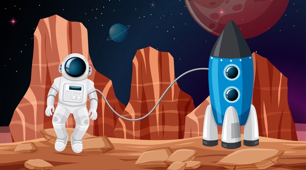 Astronauta en escena espacial.