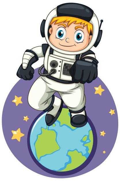 Astronauta en el espacio al estilo de las caricaturas