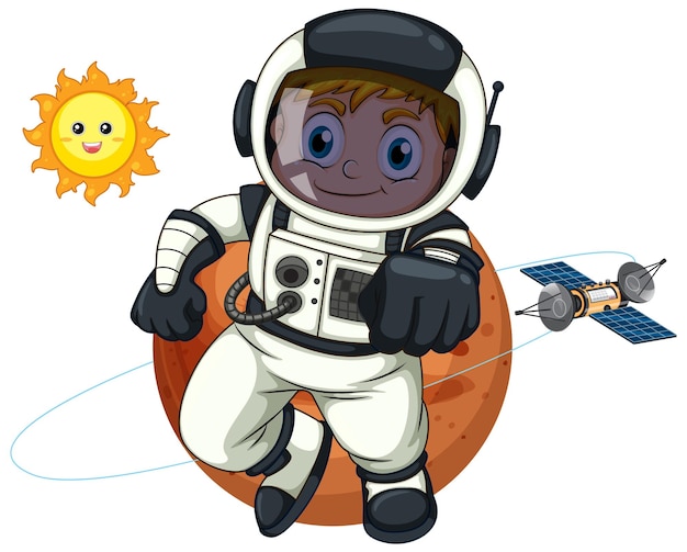 Vector gratuito astronauta en el espacio al estilo de las caricaturas