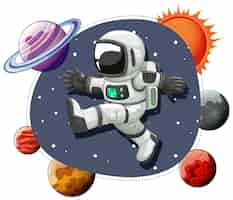 Vector gratuito astronauta en el espacio al estilo de las caricaturas