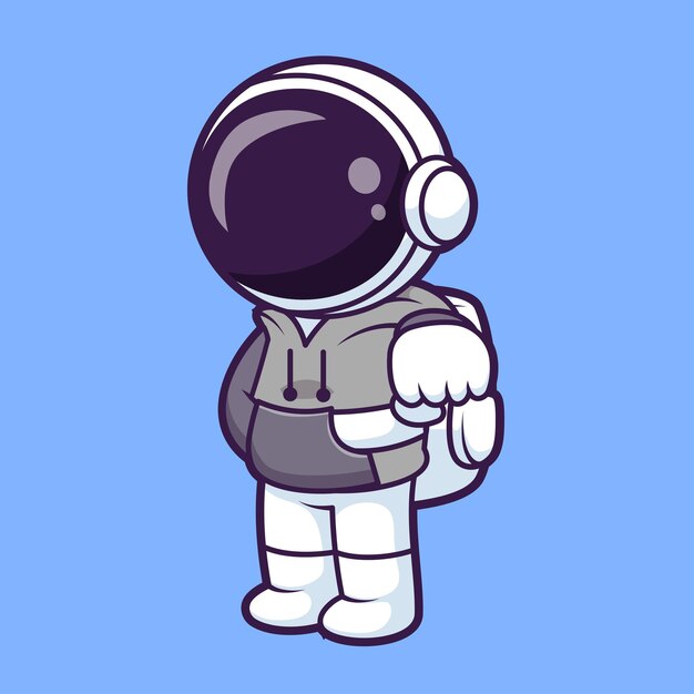 Astronauta lindo Mano fría Puño de dibujos animados Ícono vectorial Ilustración Ciencia Tecnología Aislado Plano