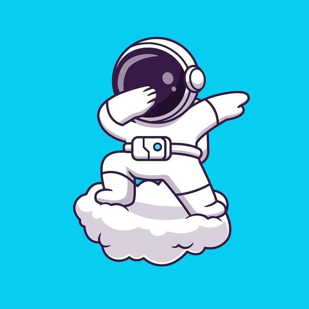 Vector gratuito astronauta lindo tocando en las nubes icono vectorial de dibujos animados ilustración ciencia tecnología aislada plana