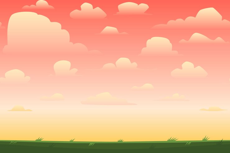 Vector gratuito atardecer en paisaje cartoon