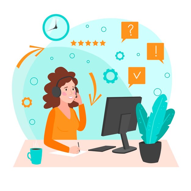 Atención al cliente de diseño plano orgánico
