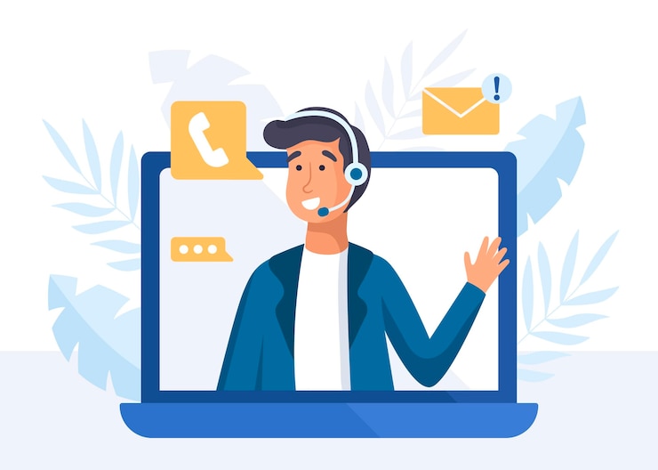 Vector gratuito atención al cliente de ilustración de hombre plano