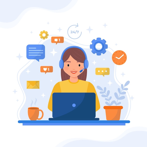 Atención al cliente de ilustración plana
