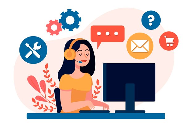 Atención al cliente plana orgánica